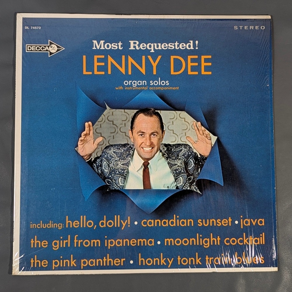 Lenny Dee Most Requested! Vinyl LP Decca DL 74572 Stereo Organ Solos 1964